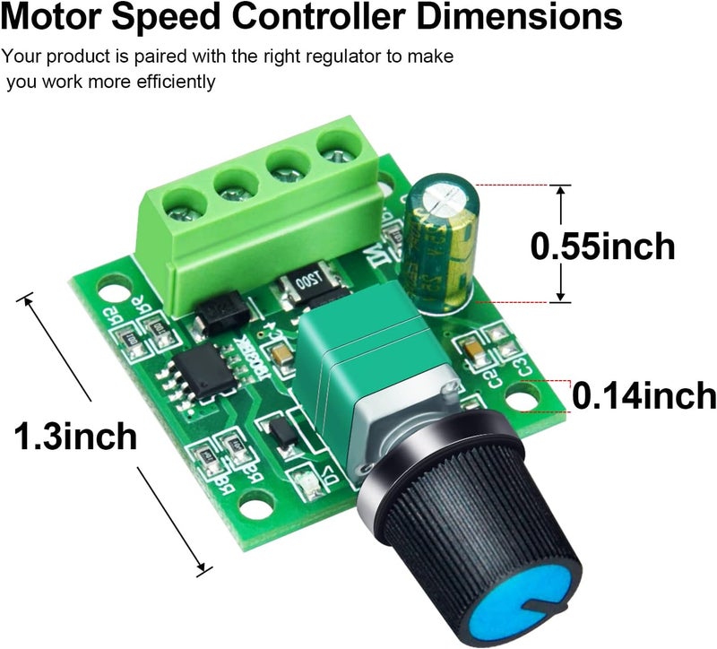 ALEDECO PWM Low Voltage DC Motor Speed Controller 1.8V 3V 5V 6V 12V 2A 24W Adjustable Driver Switch 3Pack - Image 3